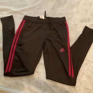 Adidas Black and Red Track Pants with Tapered Fit